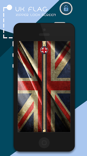 UK Flag Zipper Lock Screen