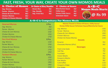 Yo Yo Momos menu 