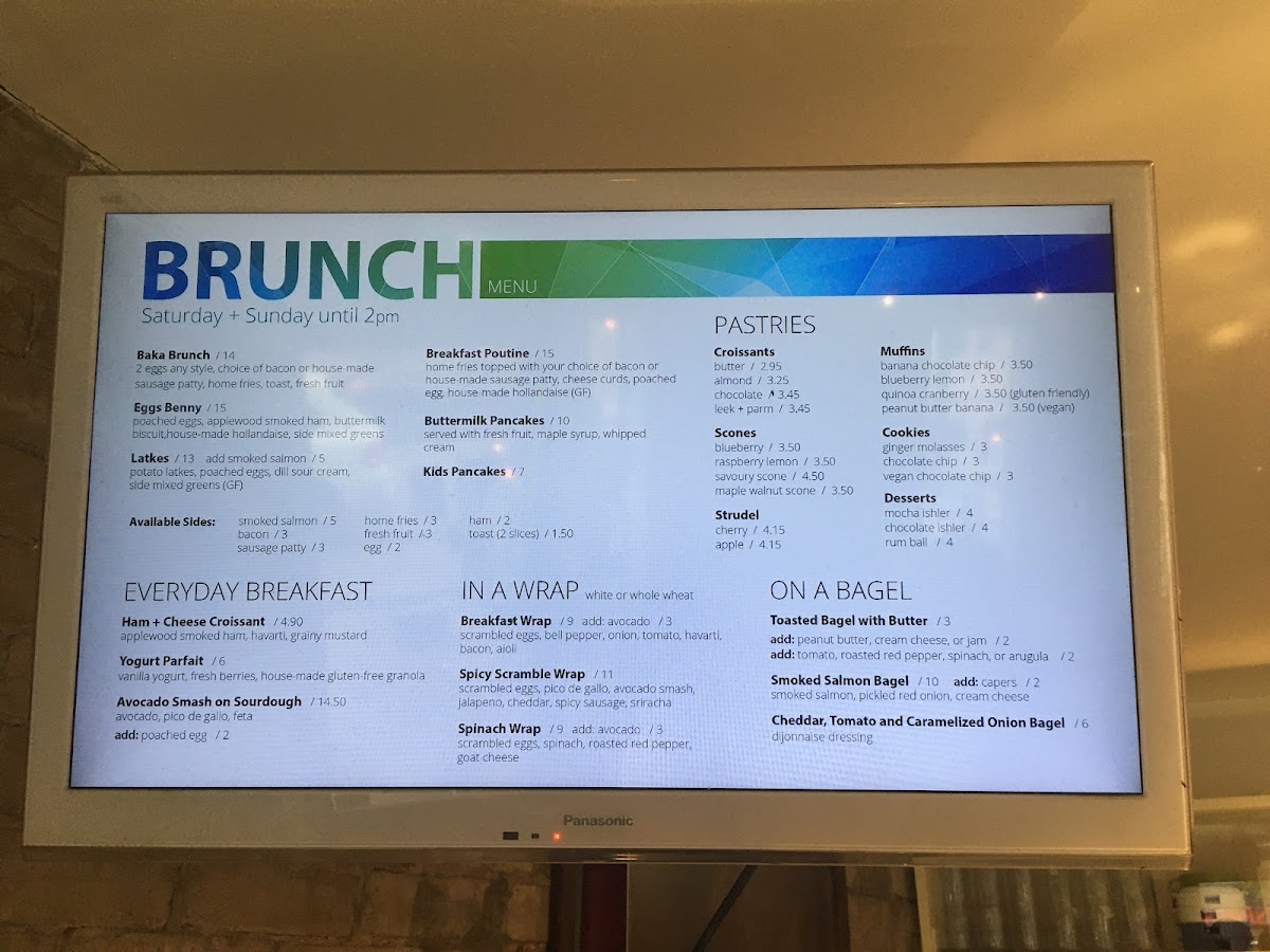 Brunch menu - Latkes and the breakfast poutine are GF