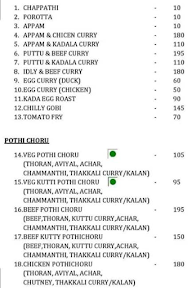 Ponnamma's Kalavara menu 1