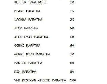 VNB Food Express menu 