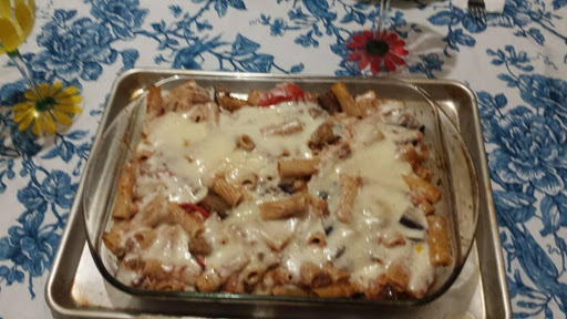 eggplant pasta with lots of cheese 