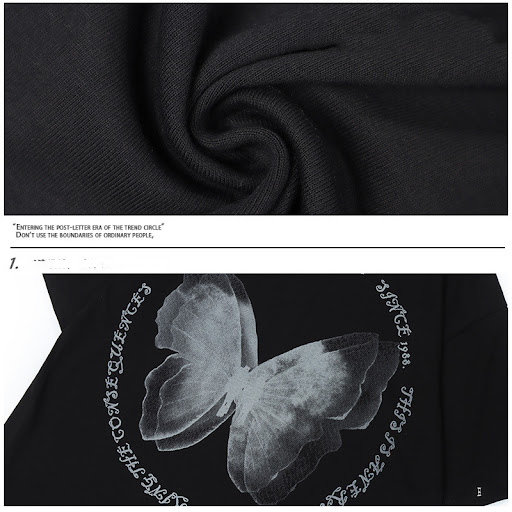 Title 6, Mens Design Butterfly Print Oversize Loose Sho...