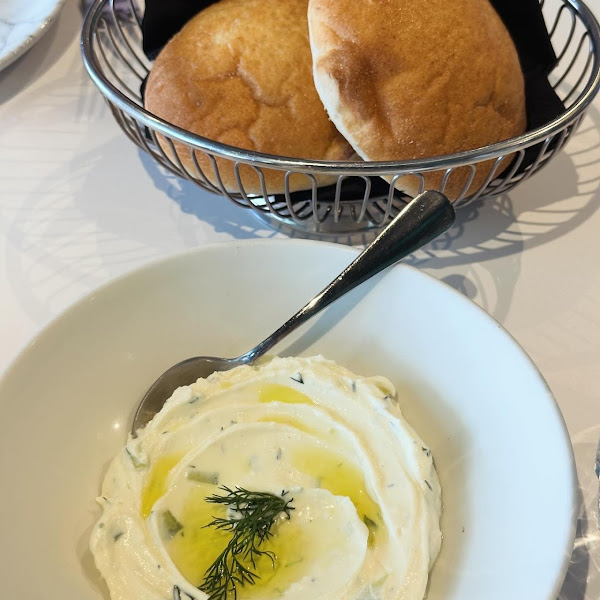 Gluten Free Bread roll, Tzatziki