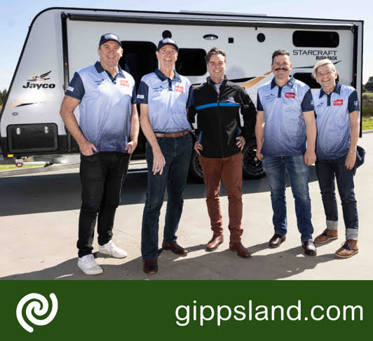 From left to right, David Neitz, Neale Daniher, Scott Jones - Jayco Sales & Innovation Manager, Tim Smith, Jeremy Smith