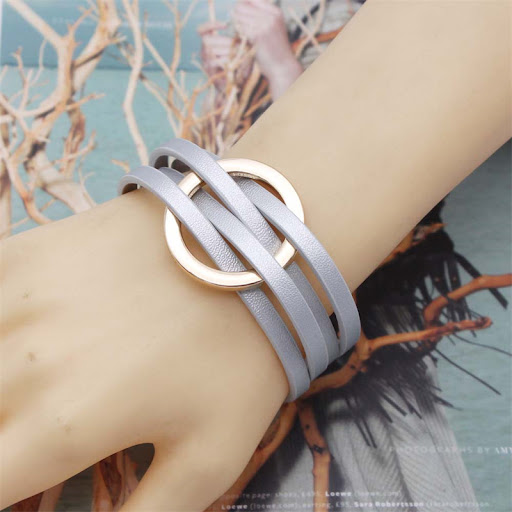 Title 2, Cross Leather Womens Bracelet Metal Big Ring C...