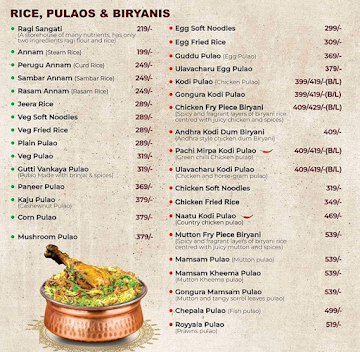 Rayalaseema Ruchulu menu 