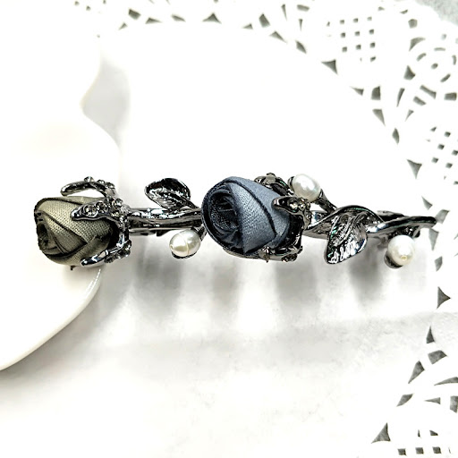Title 10, Creative alloy rose rhinestone hair clip for el...