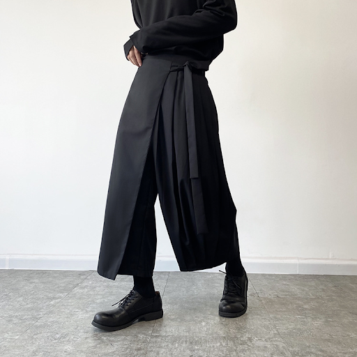 Title 8, Lace Up Wide Leg Mens Pants, Loose Eight Point...
