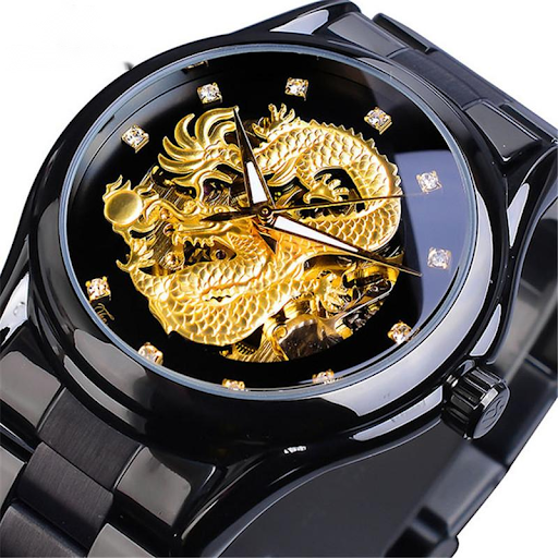 Title 6, Steel belt dragon watch, hollow waterproof auto...