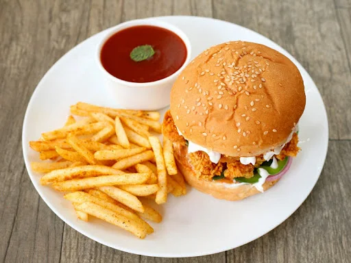 Chicken Double Deck Burger + Fries + Pepsi (250ml)