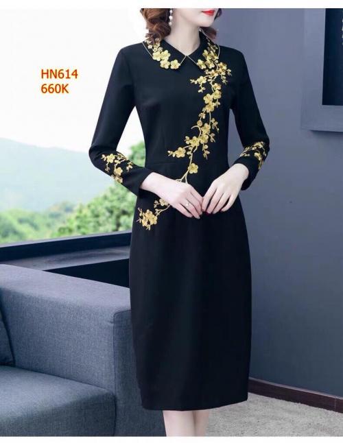 Đầm suông thêu hoa mai cao cấp HN614