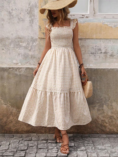 Title 9, Womens Elastic Large Swing Plaid Dress