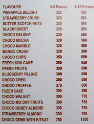 Flying Cakes menu 1