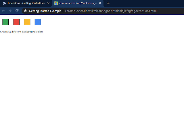 Getting Started Example chrome extension