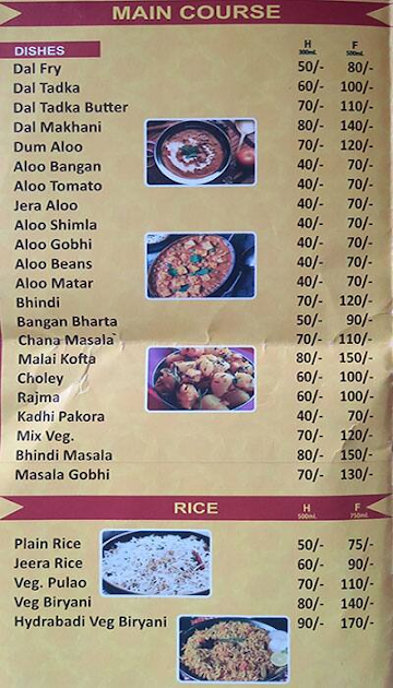 Apnee Rasoi menu 