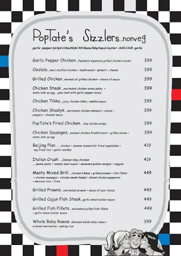 Pop Tate's menu 