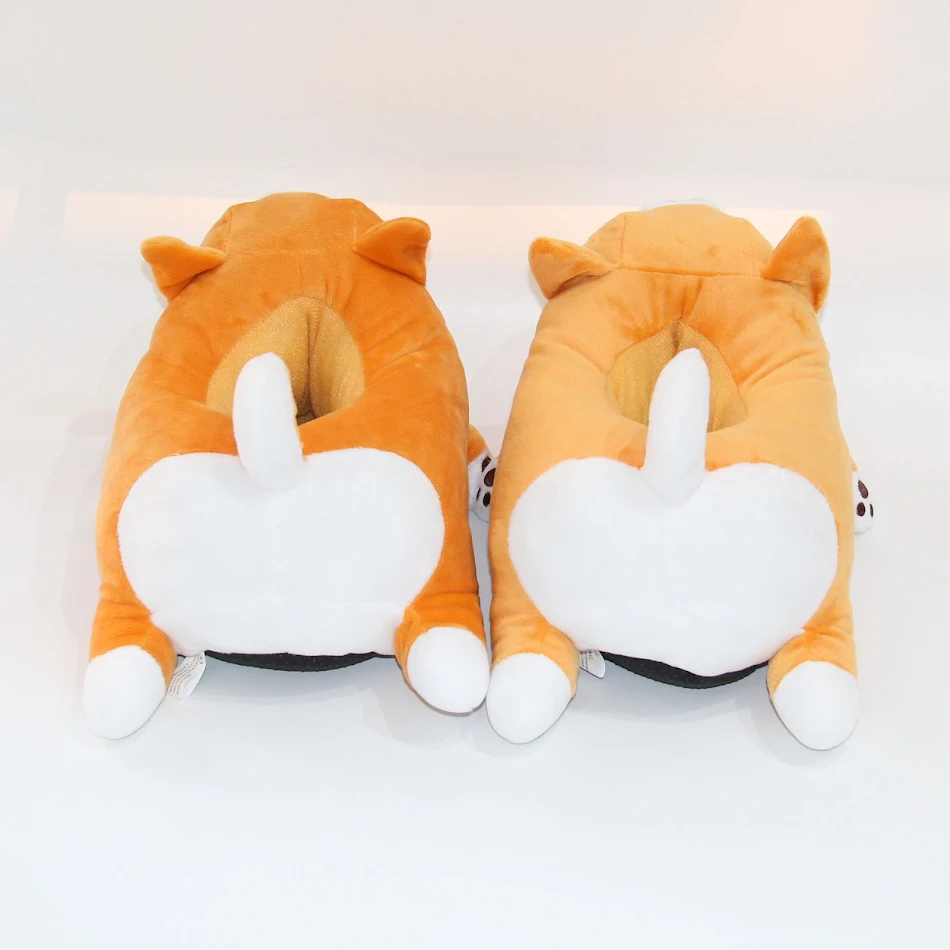 Pantoufles chien Corgi Shiba Inu adorables et douces, chaussons animaux, confortables et chauds, idéales pour la maison et se détendre.