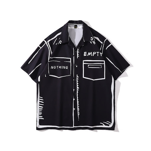 Title 3, Retro Lip Print Rose Short-sleeved Shirt Men An...