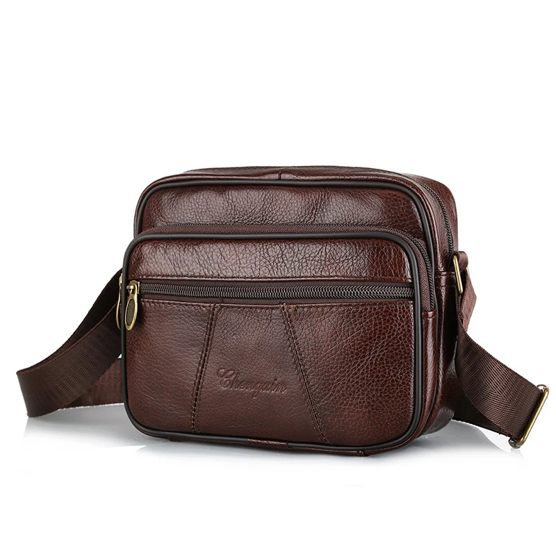 Nieuwe Heren Lederen Schoudertas Eerste Laag Stijlvolle en Duurzame Schoudertas Perfect voor Dagelijks Gebruik en Werk.