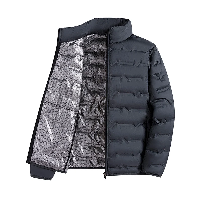 Chaqueta de plumón de pato blanco para hombre con material de grafeno, cálida y para ocio, perfecta para el invierno y el confort.