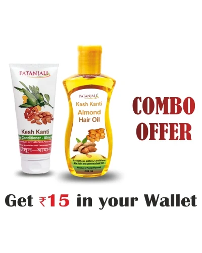 Patanjali Almond Hair Care Combo- Almond Oil 200 Ml+Hair Condioner Olive Almond 100 Ml - Rs 15 Off - 300 ml