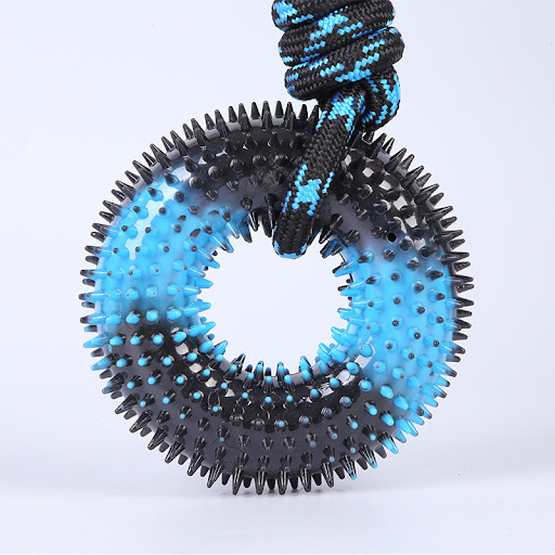 Title 3, Knot rope hand pull toy with two-color ring and...