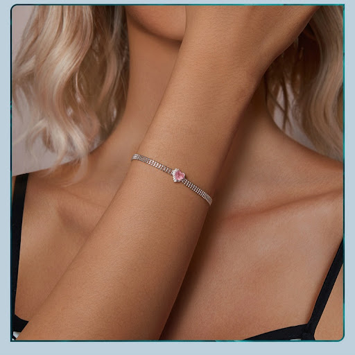 Title 9, White Gold Plated Zircon Ice Flower Love Heart ...