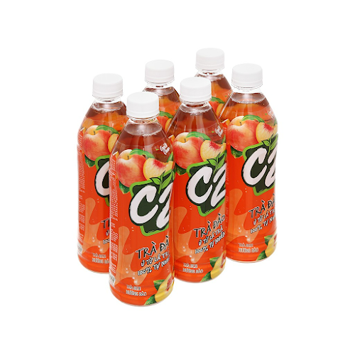 Lốc 6 chai Trà Đen C2 Hương Đào 455 ml/chai (Thùng 4 lốc x 6 chai)