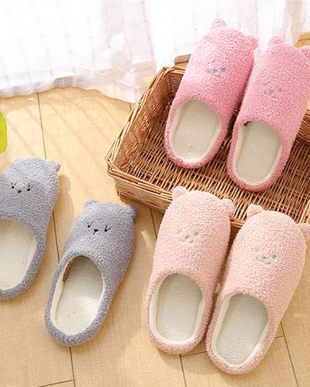 Winter Warm Plush Slippers Women Non-Slip Indoor Home Fur... - 1