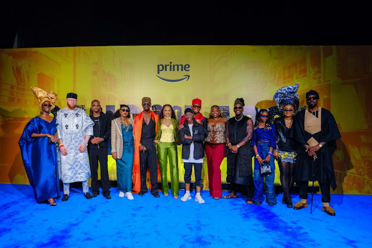 The cast of Gangs of Lagos with director Jade Osiberu at the premiere in Nigeria.