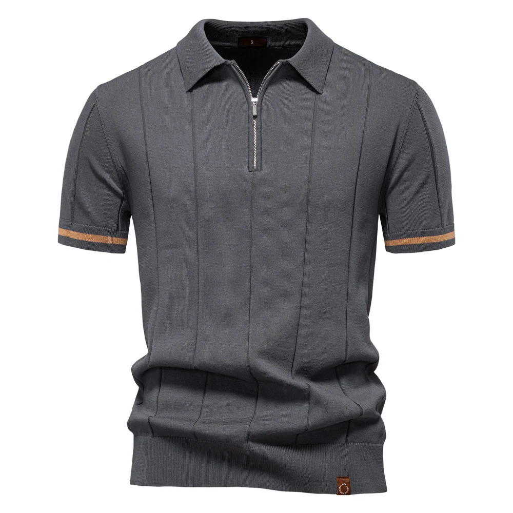 Title 7, Heren Business Casual Wollen Polo Shirt. Stijlv...