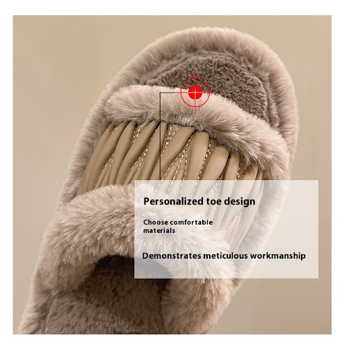 Title 17, Womens PU Leather Open Slippers with Plush Cot...