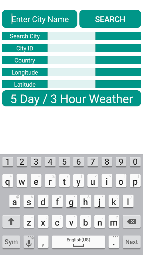 Android application Universal Weather Application screenshort