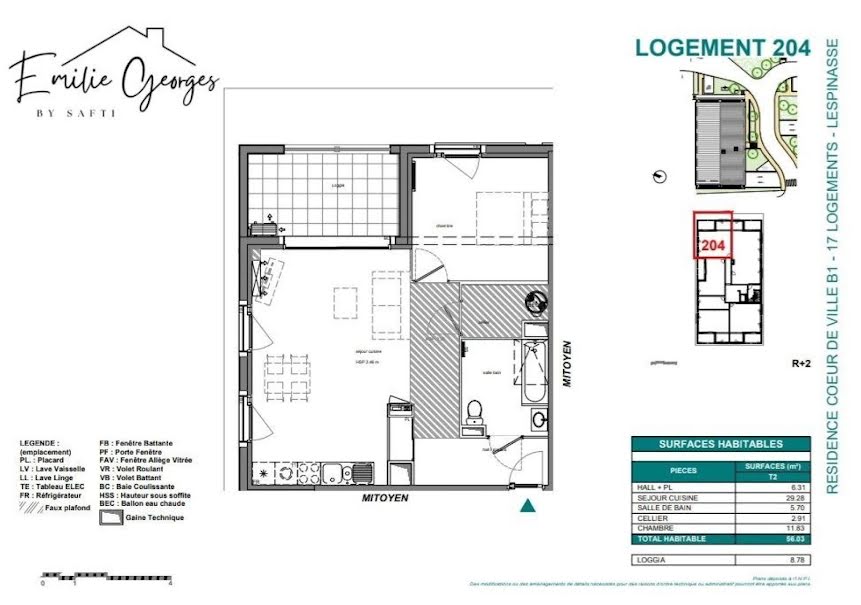 Vente appartement 2 pièces 56 m² à Lespinasse (31150), 242 000 €