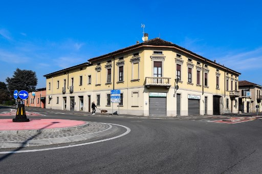 Deserted streets are pictured in Codogno, southeast of Milan in late February 2020. File photo.