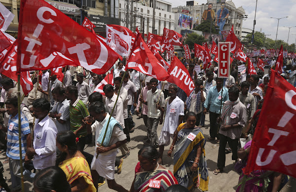 Image result for labour reforms india protest citu