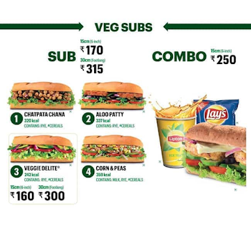 Subway menu 