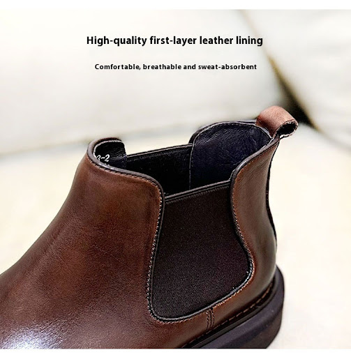 Title 4, Mens Genuine Leather High-top Martin Boots wit...