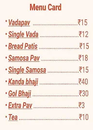 Ekvira Vadapav Center menu 1