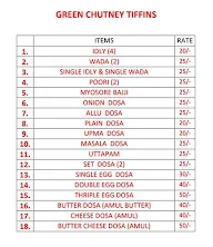 Green Chutney Tiffins menu 1