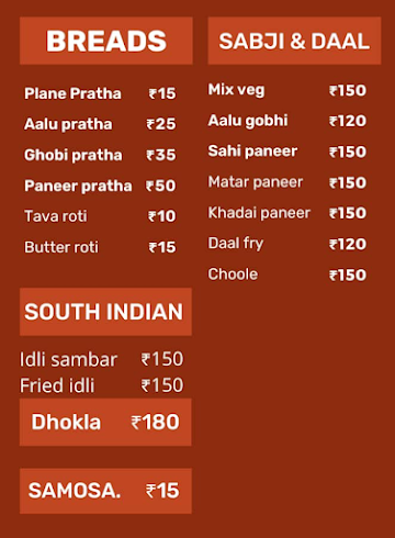 Foodie Desi menu 