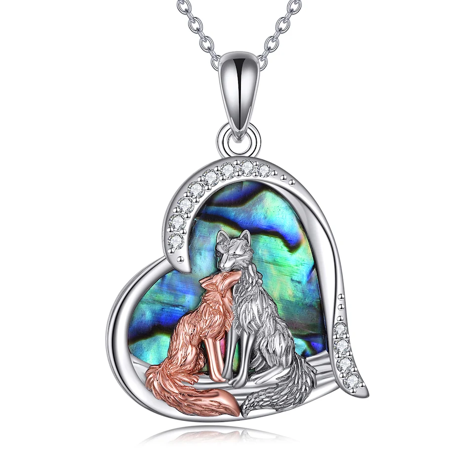 Collar con colgante de corazón de zorro Kitsune de plata de ley Regalos de joyería, para expresar amor y buena suerte, elegante y significativo.