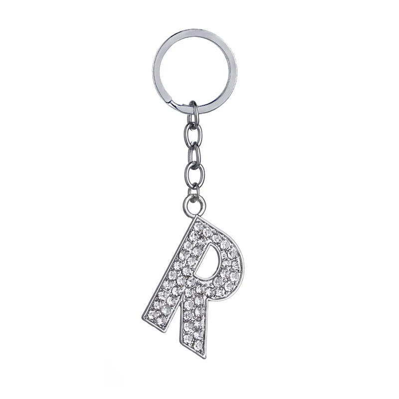 Chaveiro com 26 letras inglesas, pingente de diamante em liga de zinco criativo. Um acessório de chave estiloso e personalizado para presentear.