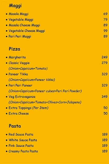 Caffeine & Calories menu 