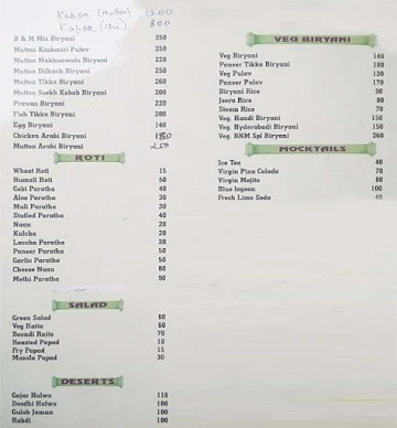 Biryani & More menu 