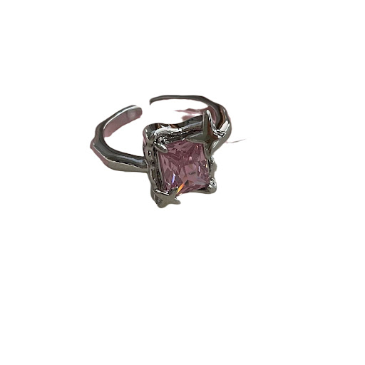 Title 5, Square Zircon Ring for Women, Light Luxury Adju...