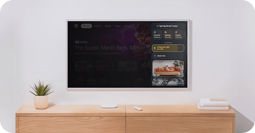 Google home panel on TV using the Google TV Steamer