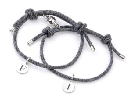 Title 2, Simple Stainless Steel Letter Magnetic Bracelet...