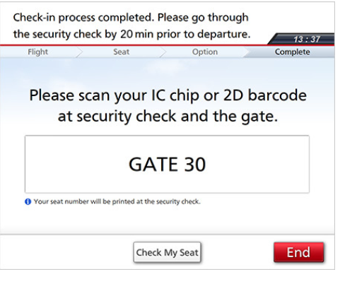 japan airlines kiosk check in completion